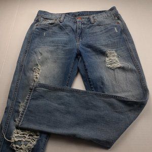 J. Crew Vintage Straight Light Wash Ripped Jeans